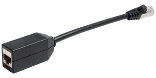 TUK SGTS 以太网线缆, Cat6a, RJ45插头至RJ45插座, 黑色, 100 mm, 3.9 "