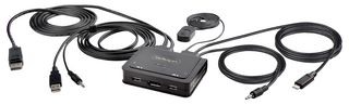 STARTECH C2-D46-UAC-CBL-KVM KVM 切换器，2 端口混合型 USB-C DisplayPort 线缆 KVM 切换器，4K 60Hz，集成线缆