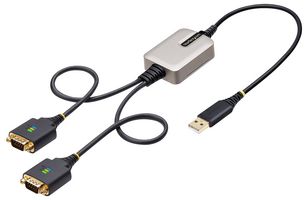 STARTECH 2P1FFC-USB-SERIAL Converter, 2ft/60cm 2-Port USB to Serial Adapter, FTDI, RS232, Interchangeable Screws/Nuts