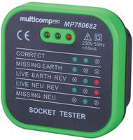 MULTICOMP PRO MP780682 Mains Socket Tester, UK, 50 Hz to 60 Hz, 230 V