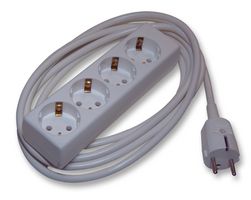 PRO ELEC PL03865 EXTENSION LEAD, EURO, WHT, 4GANG, 3M