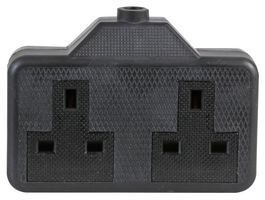 PRO ELEC 0139-BK 黑色双插座, 13A, 涂胶移动插座