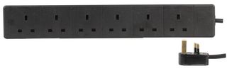 PRO ELEC 2068B-2M 插座延长线, 6座, 黑色 2m