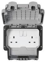 HONEYWELL K56482GRY 插口, 带开关, 电气, 室外, 2路, 13A, 开关, 灰色