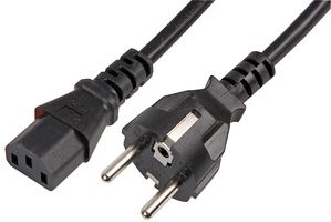 PRO ELEC PE01071 主电源线, 电源插头, Schuko至IEC 60320 C13, 2 m, 10 A, 250 VAC, 黑色, Mains Power Cord