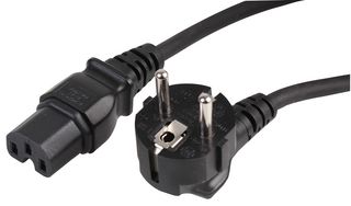PRO ELEC PELR0050 主电源线, 电源插头, Schuko至IEC 60320 C15, 2 m, 10 A, 250 VAC, 黑色