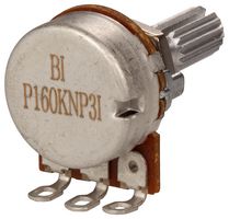 TT ELECTRONICS / BI TECHNOLOGIES P160KNP-0QC20A100K 旋转电位器, 导电塑料, 100 kohm, 1 转, 对数(音频), 100 mW, ± 20%, P160 Series