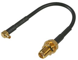 RF SOLUTIONS CBA-SMA-MMCXRA RF / Coaxial Cable Assembly, 0.33 ft, 100 mm, RG174, SMA Straight Receptacle, MCX Plug, 90°