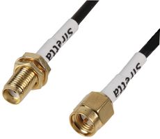 SIRETTA ASMA010X174S11 RF / Coaxial Cable Assembly, 3.9 ", 100 mm, RG174, SMA Plug, SMA Bulkhead Jack, 50 ohm