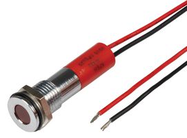 APEM Q8F3CXXHR220E 发光二极管指示器 面板安装, 光亮镀铬面板, 红色, 220 VAC, 8 mm, 3 mA, 300 mcd, IP67