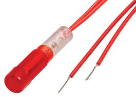 CAMDENBOSS IND515205-240-T/RD 氖指示灯, 240 V, 带引线, 红色, 6.4 mm, 圆形带平顶, 8 mA