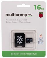 MULTICOMP PRO TS16GUSD420T-MCP2 MicroSD 卡,16 GB,HC Class10,预装 Pi OS,SD 卡适配器