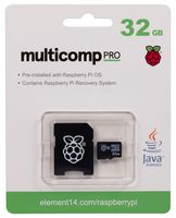 MULTICOMP PRO TS32GUSD420T-MCP2 MicroSD 卡,32 GB,HC Class10,预装 Pi OS,SD 卡适配器