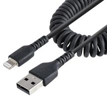 STARTECH RUSB2ALT1MBC USB Cable, 1m (3ft) USB to Lightning Cable, MFi Certified, Coiled iPhone Charger Cable