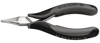 KNIPEX 35 12 115 ESD 钳子,115 mm长,宽平钳口,镜面抛光 ESD 电子设备