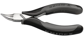 KNIPEX 35 42 115 ESD 钳子,115 mm长,45° 弯曲半圆钳口,镜面抛光 ESD Electronic