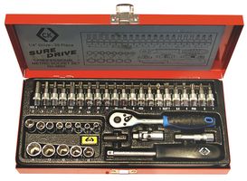 CK TOOLS T4655 Socket Set, SureDrive, 1/4" Drive, Forged Chrome Vanadium Steel, 39 Pieces of Socket Set