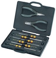 KNIPEX 00 20 18 ESD 螺丝刀和钳工具套件, 静电防护安全, 防震塑料塑料盒, 泡沫插芯, 8件