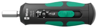 WERA 05075810001 快速扭矩螺丝刀，1/4"起子，147.5mm 长，1N-m 至 3N-m，7510 Kraftform 系列