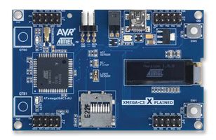 MICROCHIP ATXMEGAC3-XPLD 开发套件, ATxMega32E5 AVR MCU, OLED显示屏, 环境光与温度传感器