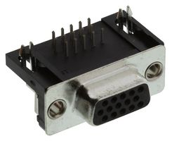AMPHENOL COMMUNICATIONS SOLUTIONS 17EBH015SAM010 连接器, HD D-SUB, 母, 15路, 通孔安装, 直角型