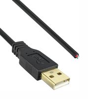 QUALTEK ELECTRONICS 3021029-16 USB CABLE, 2.0 TYP A PLUG-FREE END, 16FT