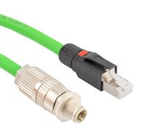 L-COM TRGPA402-10M 传感器线缆, M12 公-RJ45 公, 32.8英尺