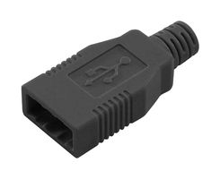L-COM USBHD2.0-Z-A. 连接器后壳, USB 外罩, 180度, LSZH, 黑色