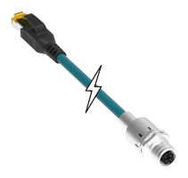 MOLEX 120341-0750 传感器 线缆, 8P M12 母-RJ45 公/19.7英寸