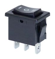 E-SWITCH R1966HBLKBLKBF. 船型开关, SPDT, 15A, 125VAC, 黑色