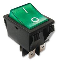 E-SWITCH R5BBLKGRNFF2. SWITCH, ROCKER, DPST, 20A, 125VAC, GREEN