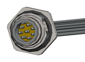 NORCOMP MPM12A08I06AR03. 电缆组件, M12 8 路 公 黄铜/镍 后部 PG9 6英寸