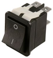 E-SWITCH WB242D1121. ROCKER SWITCH, DPST, 20A, 125VAC, BLACK