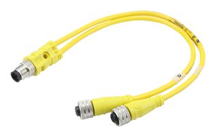 MOLEX 120068-0177 传感器线缆, M12 连接器, 公-2X 母, 3.3英尺
