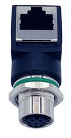 NORCOMP RJM12FD04RA001 ADAPTR, R/A 4P M12 RCPT-RJ45 JACK, D COD
