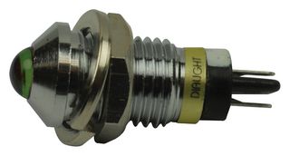 DIALIGHT 607-1212-110F 发光二极管面板指示器, 7.2MM, 绿色, 2VDC