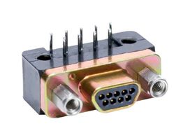 ITT CANNON MDLM-9PCBRP-F222 MICRO D SUB CONN, R/A PLUG, 9POS, THT