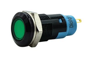 DIALIGHT 612-3232-140F. PANEL MOUNT INDICATOR, LED, 12MM, GREEN,
