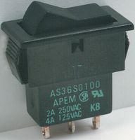 APEM AS37S010010 SWITCH, ROCKER, SPDT, 4A, 250V, BLACK