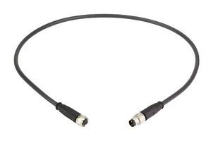 HARTING 21348081388005 CABLE ASSY, 3P M8 PLUG-RCPT, 19.7", BLK