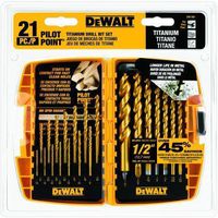 DEWALT DW1361 钛钻头, 21件, PILOT POINT®