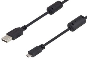 L-COM U2A00003-2M. 电缆, USB 2.0 A-MICRO B 插头, 2M, 黑色