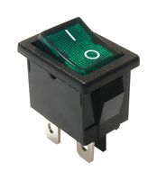 E-SWITCH R1973ABLKGILEF1. 船型开关, SPST, 9A, 125V, 面板