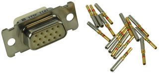 ITT CANNON DEMAM15SF225 连接器, D-SUB, 高密度, 15路, 母