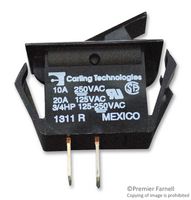 CARLING TECHNOLOGIES TA22B-TLB-B-XLT1 船型开关, SPST, 20A, 250VAC, 黑色