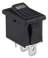E-SWITCH R1966ABLKBLKEFGRN. SWITCH, ROCKER, SPST, 15A, 125VAC, BLACK