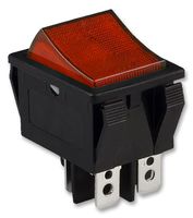 E-SWITCH R5BBLKREDEF1. 开关, 船型, DPST, 20A, 125VAC, 黑色