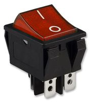 E-SWITCH R5BBLKREDFF3. SWITCH, ROCKER, DPST, 20A, 125VAC, BLACK