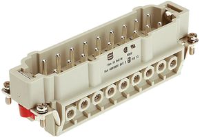 HARTING 09 34 016 2601 矩形连接器嵌芯, HAN系列, 公 16路 螺丝