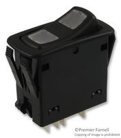 CARLING TECHNOLOGIES L26D1CHH1-A1100-000 船型开关, 发光, DPDT, 20A, 12VDC, 黑色